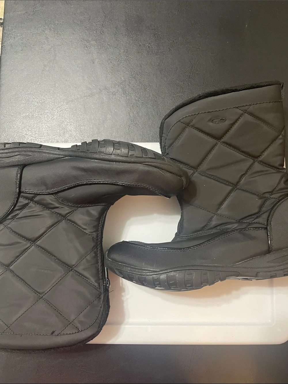 Black Quilted Winter Boots Sz. 11 great condition
